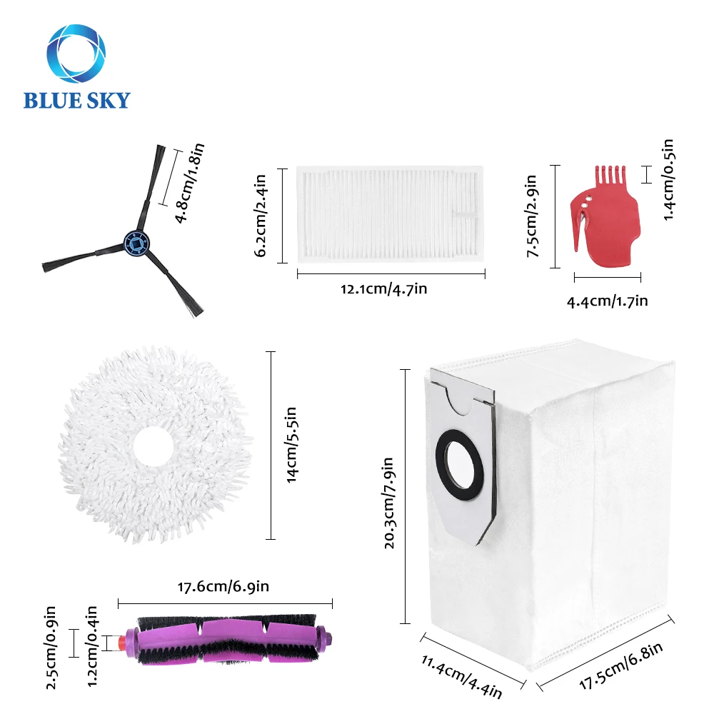 Robot Main Brush Side Brush Mop Cloth HEPA Filter Dust Bag for Mideaa V10 V12 W11 Robot Vacuum Cleaner Spare Parts