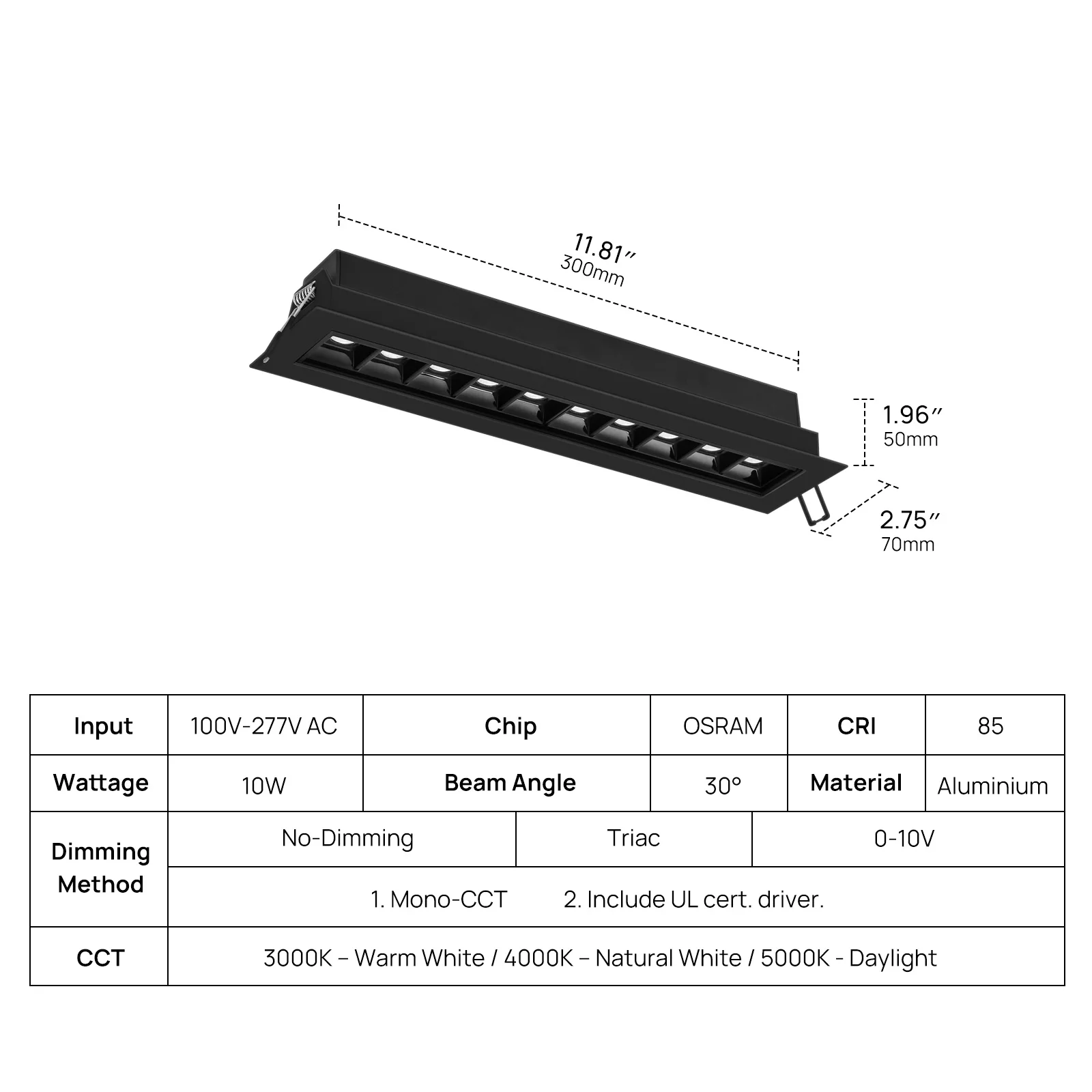 SCON Led Ceiling Lamp Spotlight Linear Light Living Room Without Main Light Embedded Grille Light