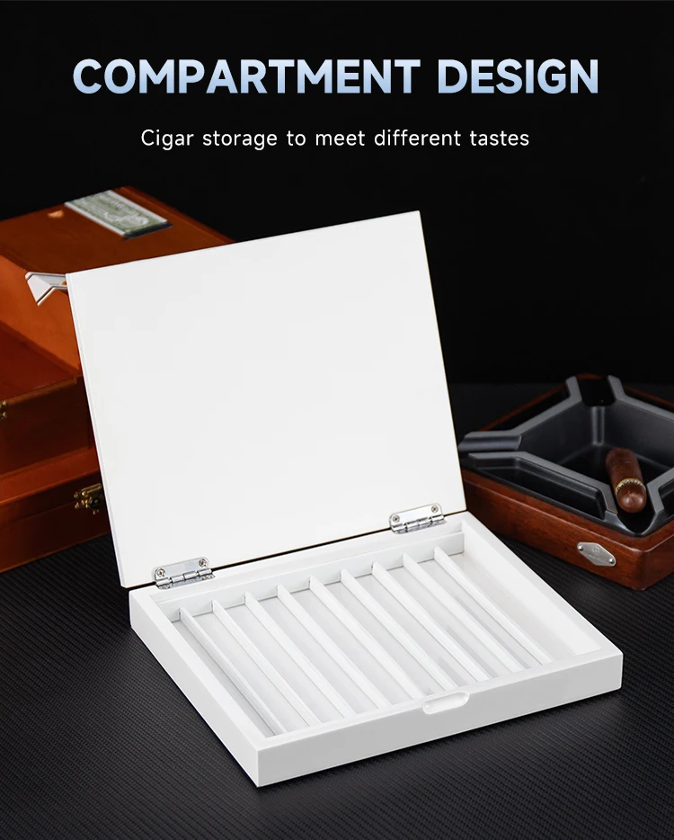 2024 High Quality Luxury Travel Cigar Humidor Cedar Wood Leather Cigar Case Box Elegant Lacquer Finish Budget-Friendly Cigar