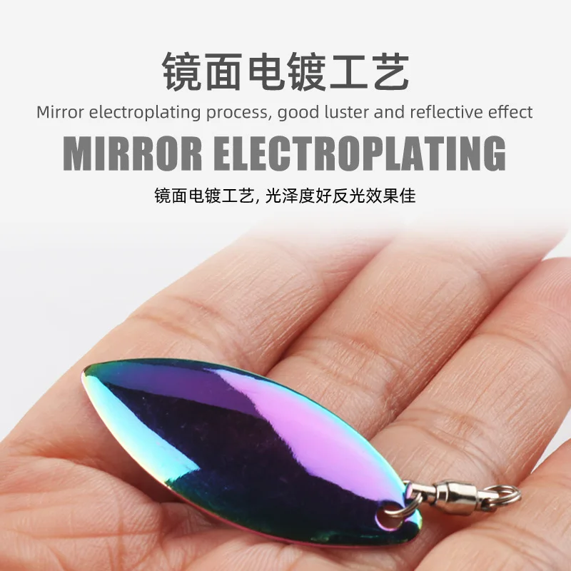 NEW DIY Gold Silver Spinner Willow shape Spoon lure Colorful Copper Metal fishing spinner lures Tackle bait
