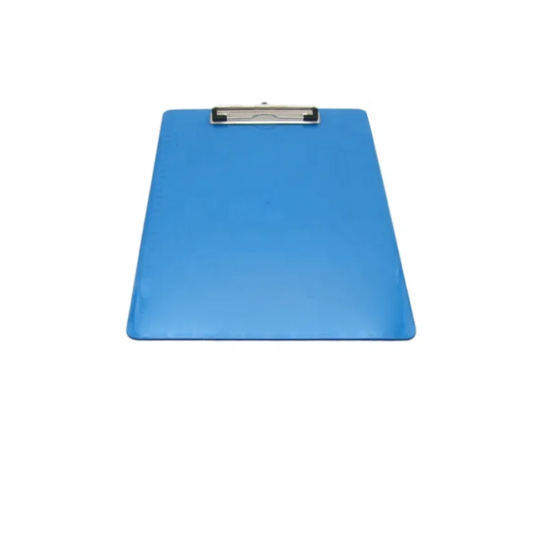 A4 Size 2mm Thickness Blue Color Plastic Paper Clipping Clipboard With Side Ruler Stainless Steel Clip