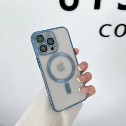 For S23Ultra S23Plus 2023 NEW Luxury For Magesafe Magnetic Charging Case for iPhone14 13 12 11 Pro Plating Shockproof Soft Cover