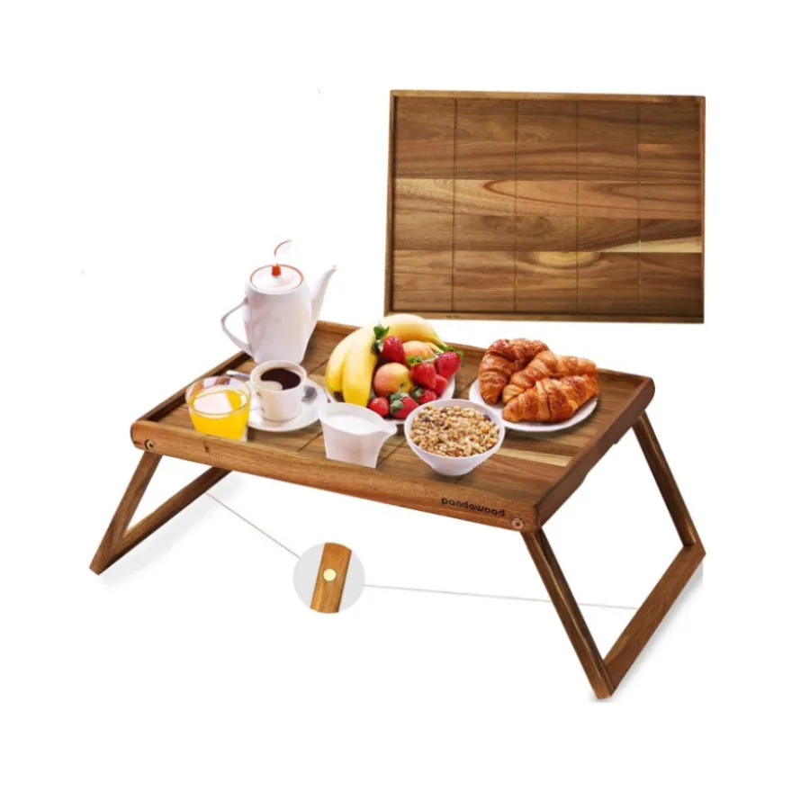 Factory Breakfast Foldable Lap Large Bed Desk Wooden Folding Bed Tray Table with Folding Legs