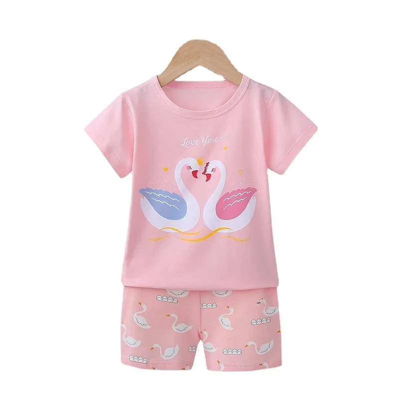 Factory Directly Sale Kids Cotton Clothing Set Sleep Wear Girls Clothes Summer Pajamas