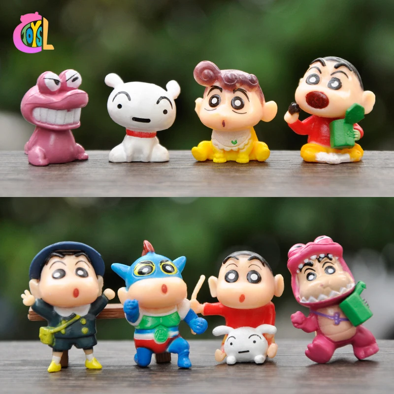 Оптовая продажа дешевые настольные украшения фигурки из аниме Shin-chan шлепанцы ПВХ игрушки Мини-куклы детские подарки шкатулка для слепых