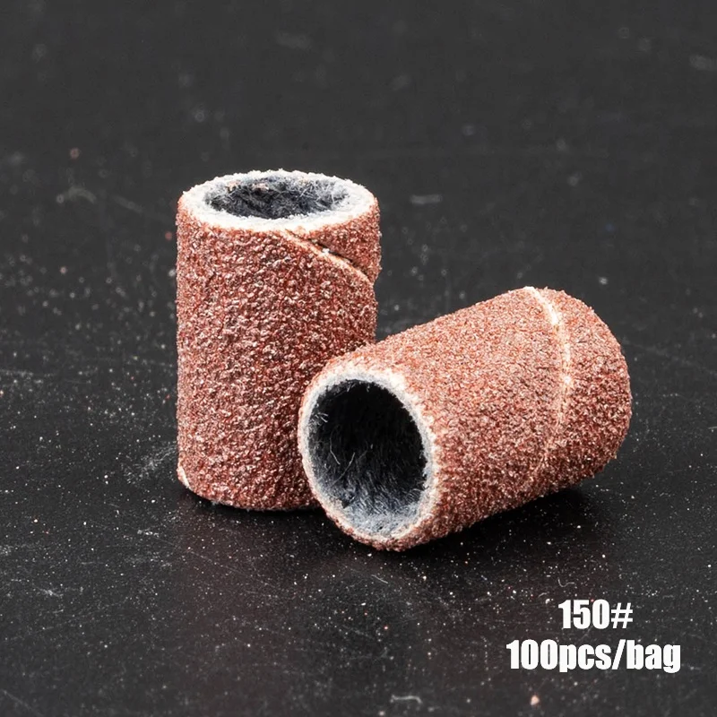 Wholesale 100pcs/bag Cotton Base Fine Medium Coarse 80# 150# 240# Bulk Manicure Brown Nail Bit Sand for Drill Machine