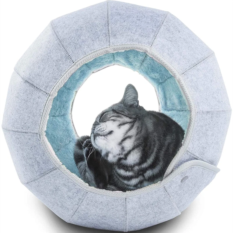 2021 New Designs Foldable Felt Cat Caves Felt Cat Toys Indoor Cat Tunnel Tube