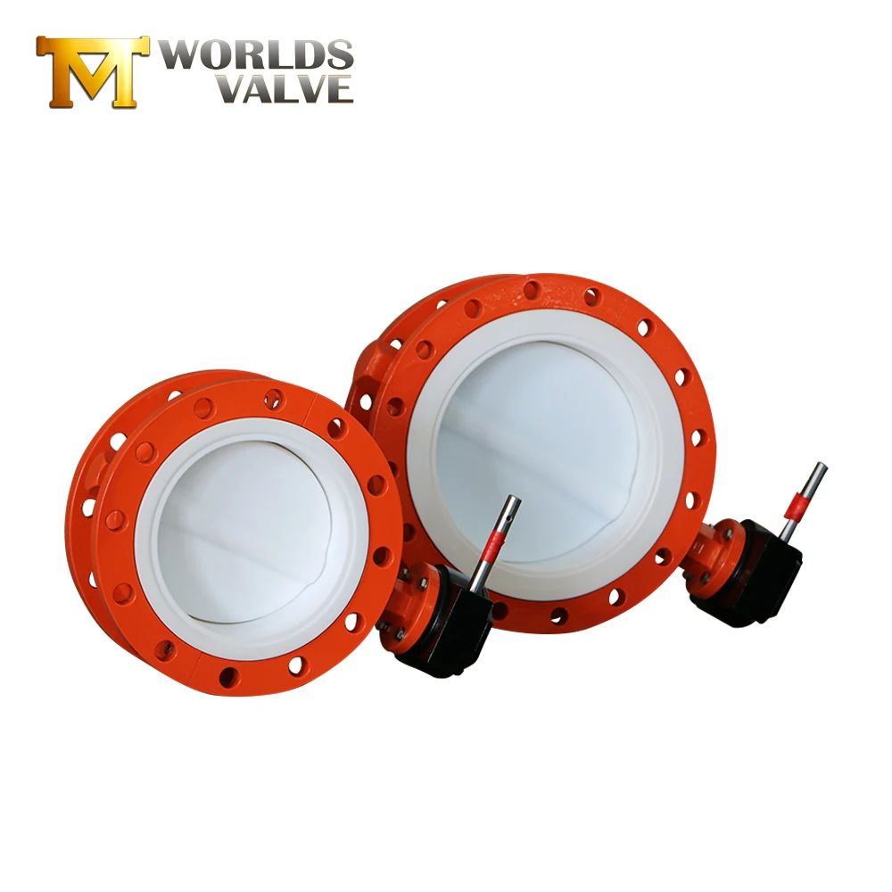  Dn 100 150 200 300 PTFE двухфланцевый клапан-бабочка с червячной шестерней Фланцевое соединение