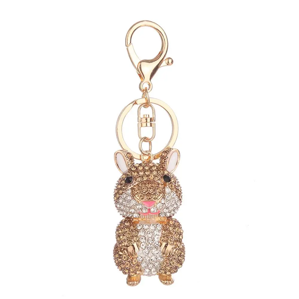 Marmot crystal keychain mouse rat metal keyring  for new year gifts