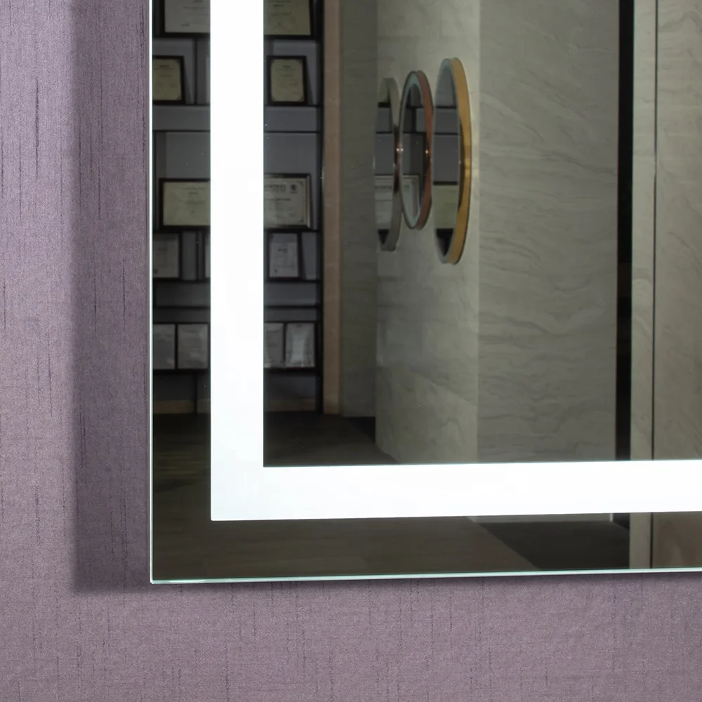 Прочное прямоугольное индивидуальное большое настенное зеркало для отеля, умное зеркало для ванной со светодиодной подсветкой