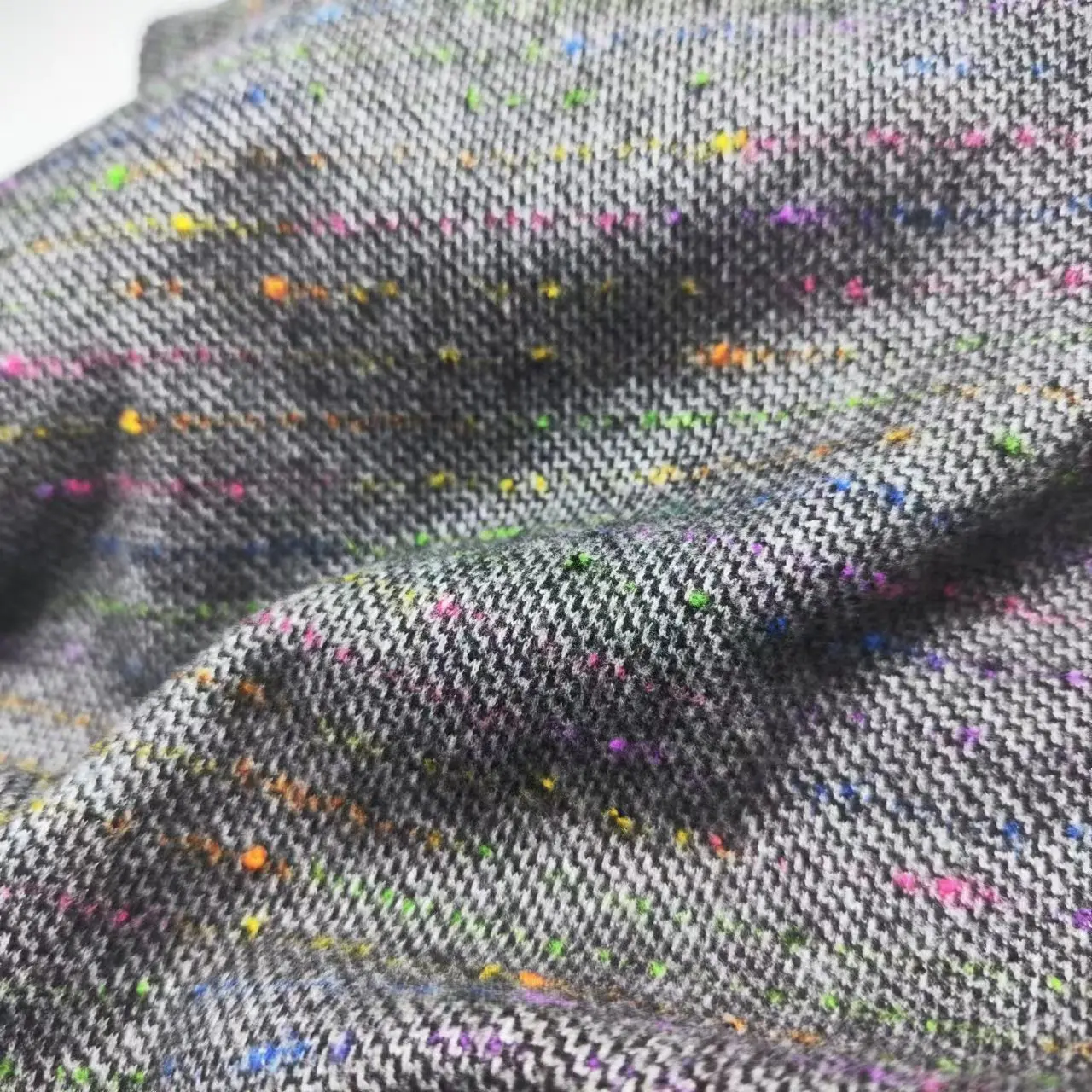 Polyester rayon spandex yarn dyed check brushed sweater tweed hacci spun knit fabric