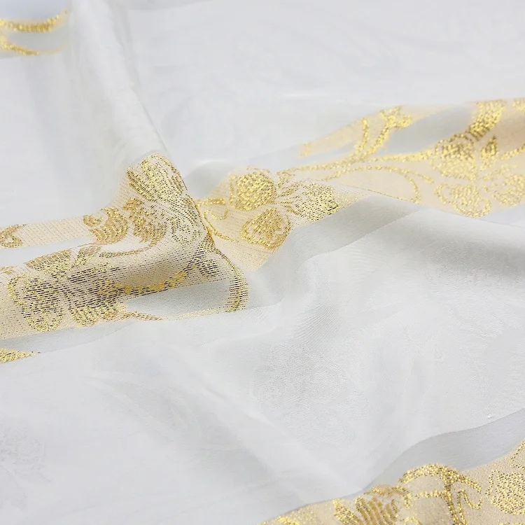 
Hot Sell 100% Polyester Floral Pattern Metallic Stripe Satin Jacquard Woven Fabric For Clothes 