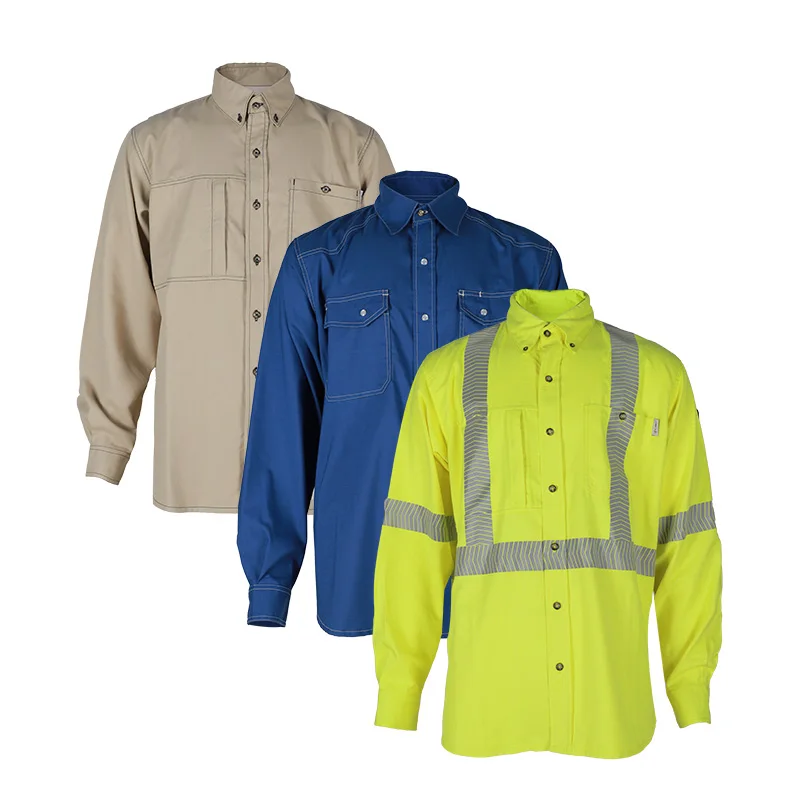 100% Cotton Arc Flash Electrical Safety Workwear FR Welding Fire Resistant Construction Suit Fireproof FRC Work Work Shirt
