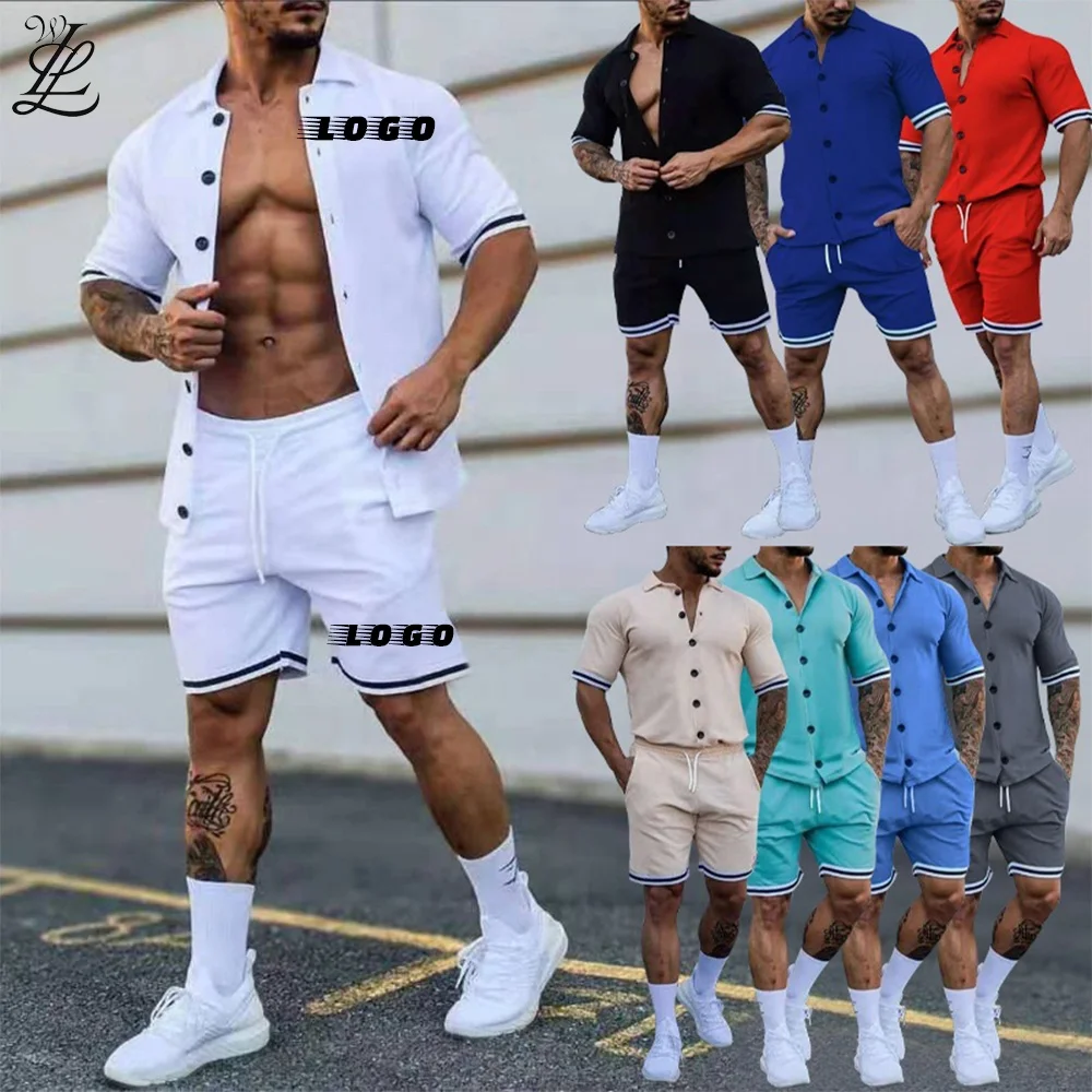 Wholesale Summer 2024 Custom Tracksuit For Men Sportswear Gym Embroidery Jogging Suit 2 Piece Short Sets For Men