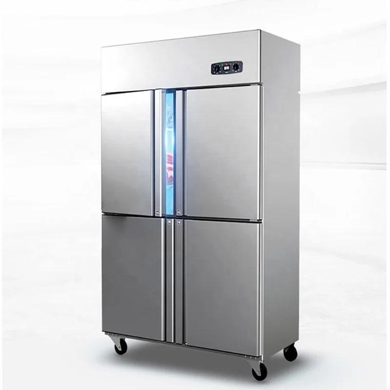 4-дверь холодильник коммерческих вертикальных четырехдверный холодильник dual-компьютер с двумя температурными режимами морозильная камера/постоянным током морозильник холодильник