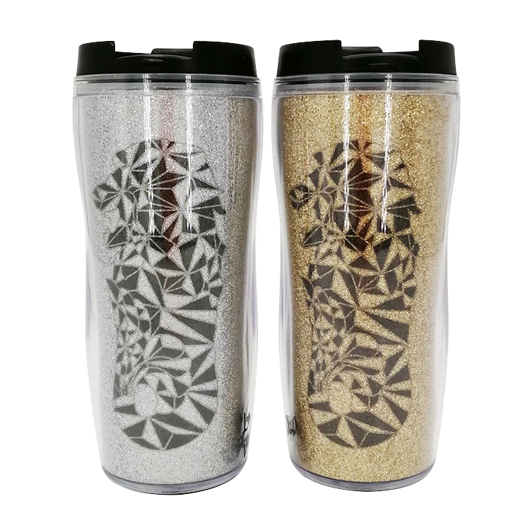 12oz Plastic Reusable logo customized paper insert cup Temperature Change Color Cups Changing Cup Coffee mug