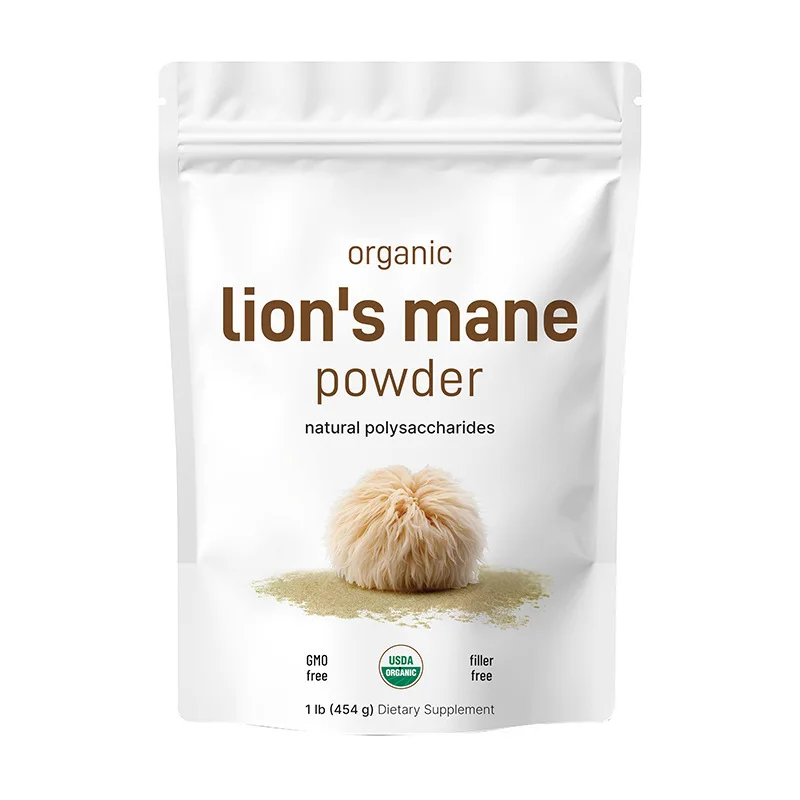 Organic Lions Mane Powder Mushroom Extract Powder Herbal Supplement Natural Brain Nootropic & Immune System Booster