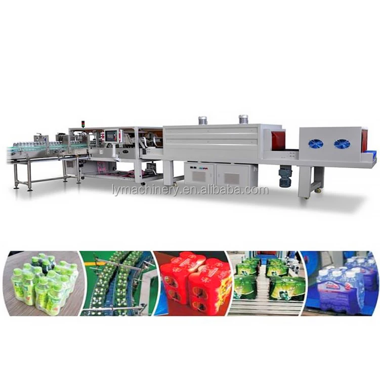 Jet type tunnel plastic bottles PE film sleeve wrapping sealing heat thermal water bottles shrink packing machine