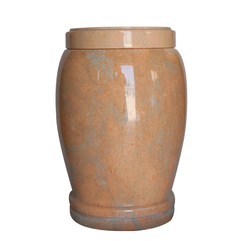Polished Marble Decorative Cremation Urn with Lid