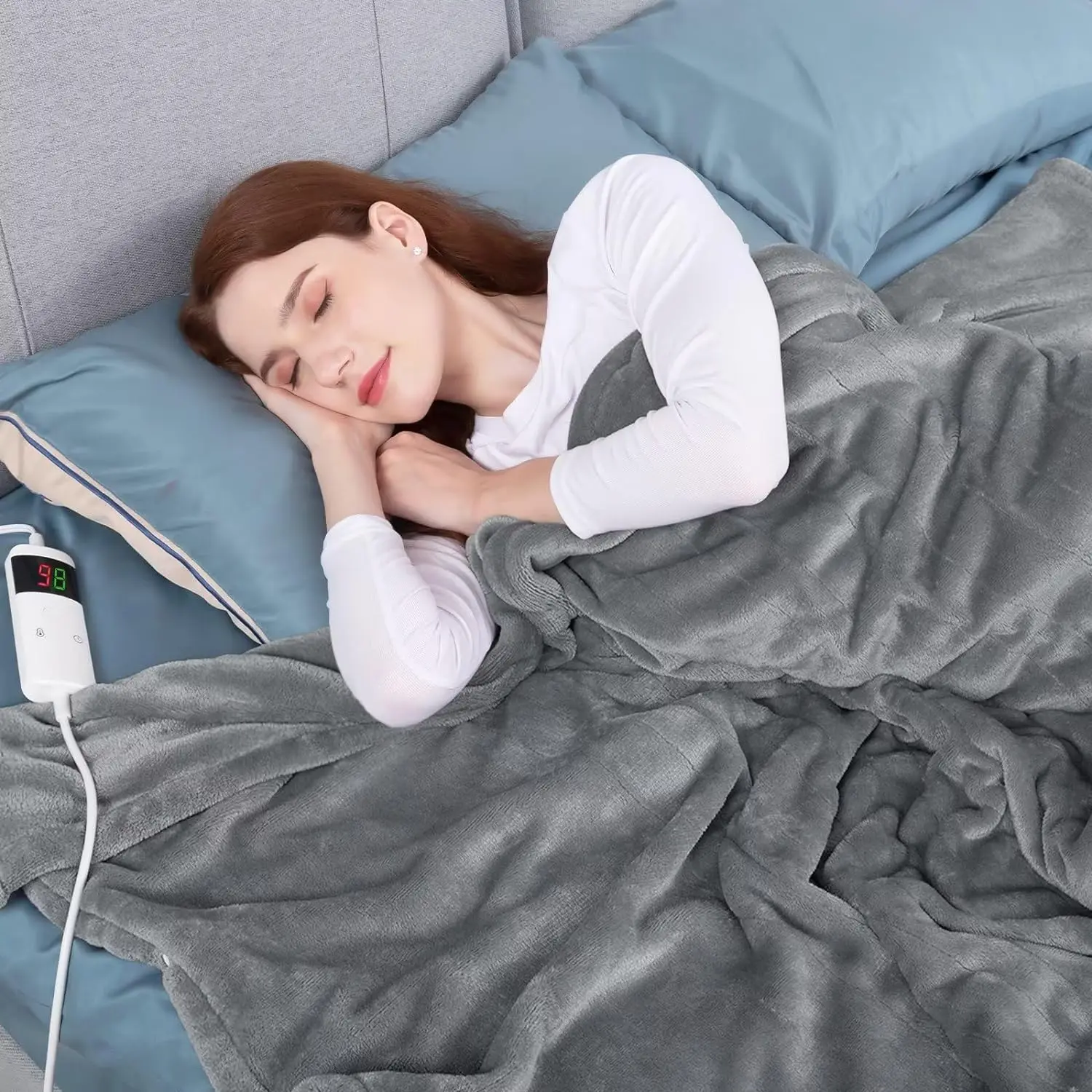 Fast Heating Flannel Blanket 10 Heating Level 5 Timer Auto Off Fleece Soft Cozy Nature Warming Electric Heated Blankets
