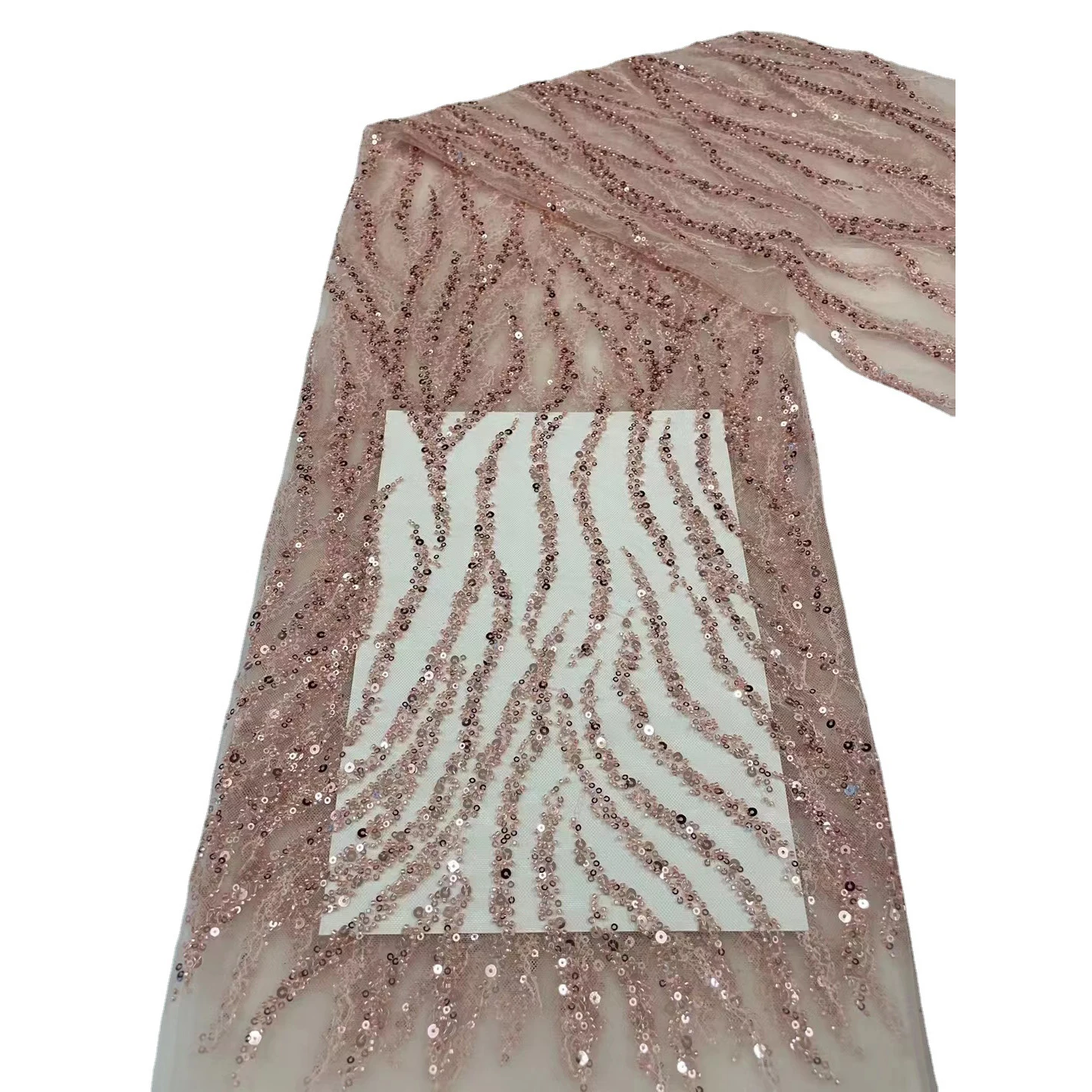 100% полиэстер золотой поставщик вышивка кружевная ткань тюль волнистые зерна блестки для свадебного вечернего модного платья