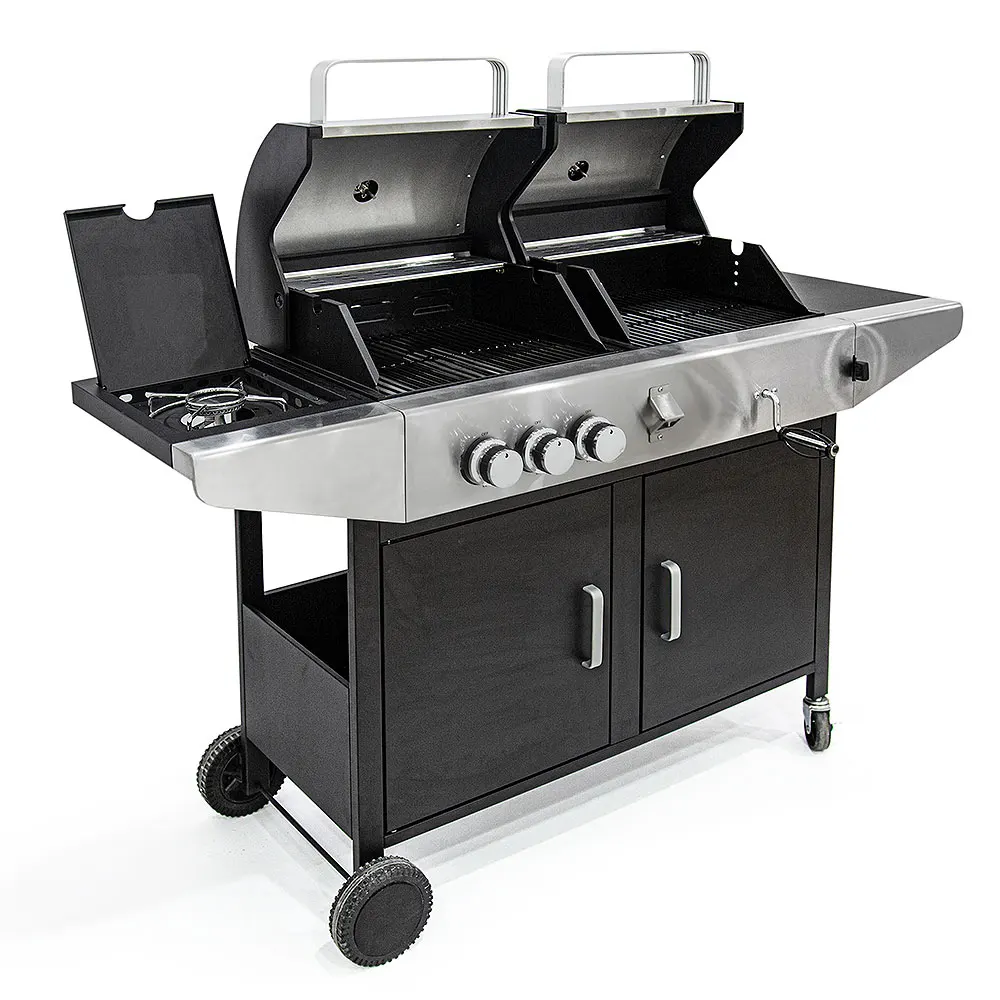 Custom Trolley Movable Smokeless Combo Grill gas and charcoal bbq grills Bbq Barbecue bbq combo grills