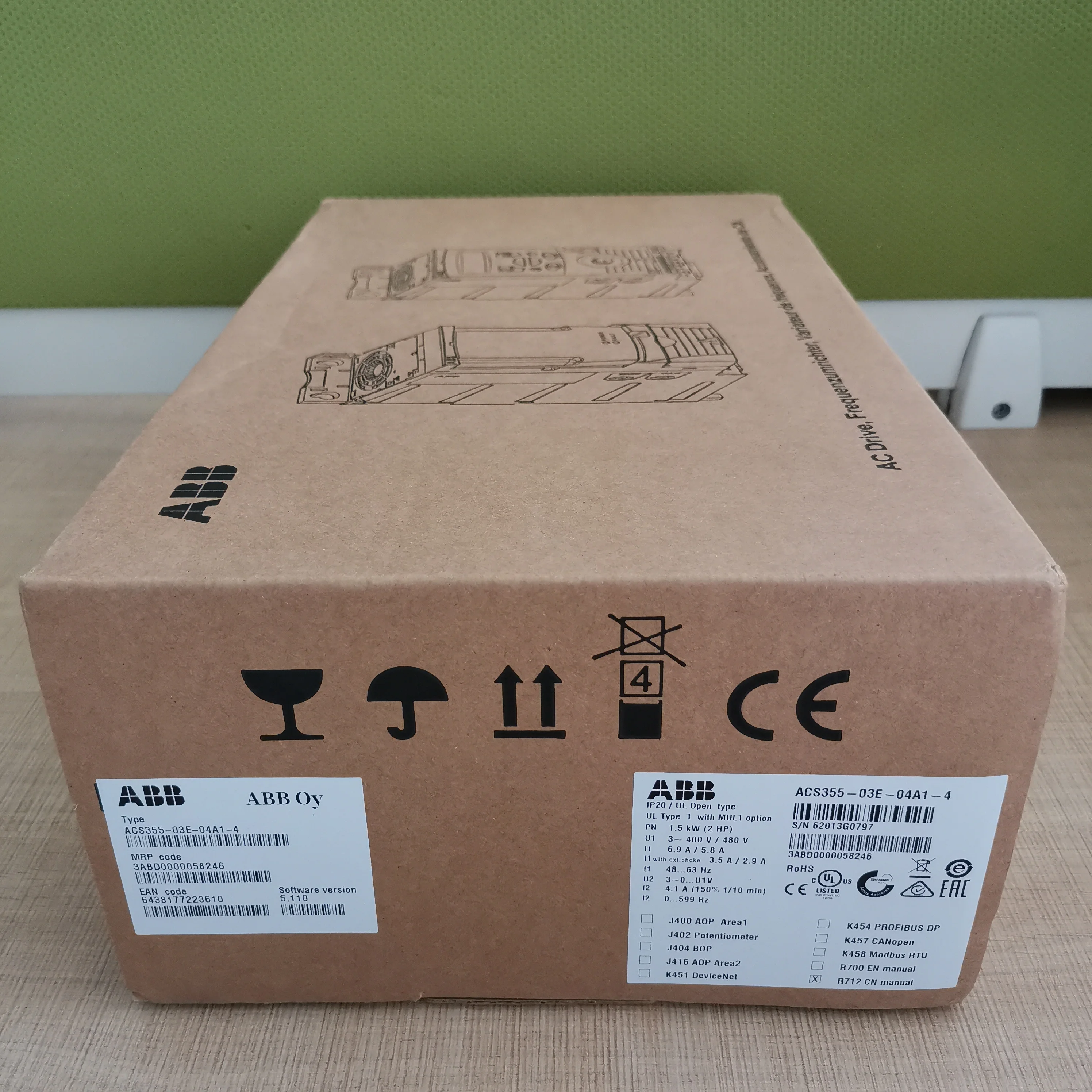  ACS355-машин привод 3PH AC400V 1.5kw инвертор ACS355-03E-04A1-4 переменного тока есть в
