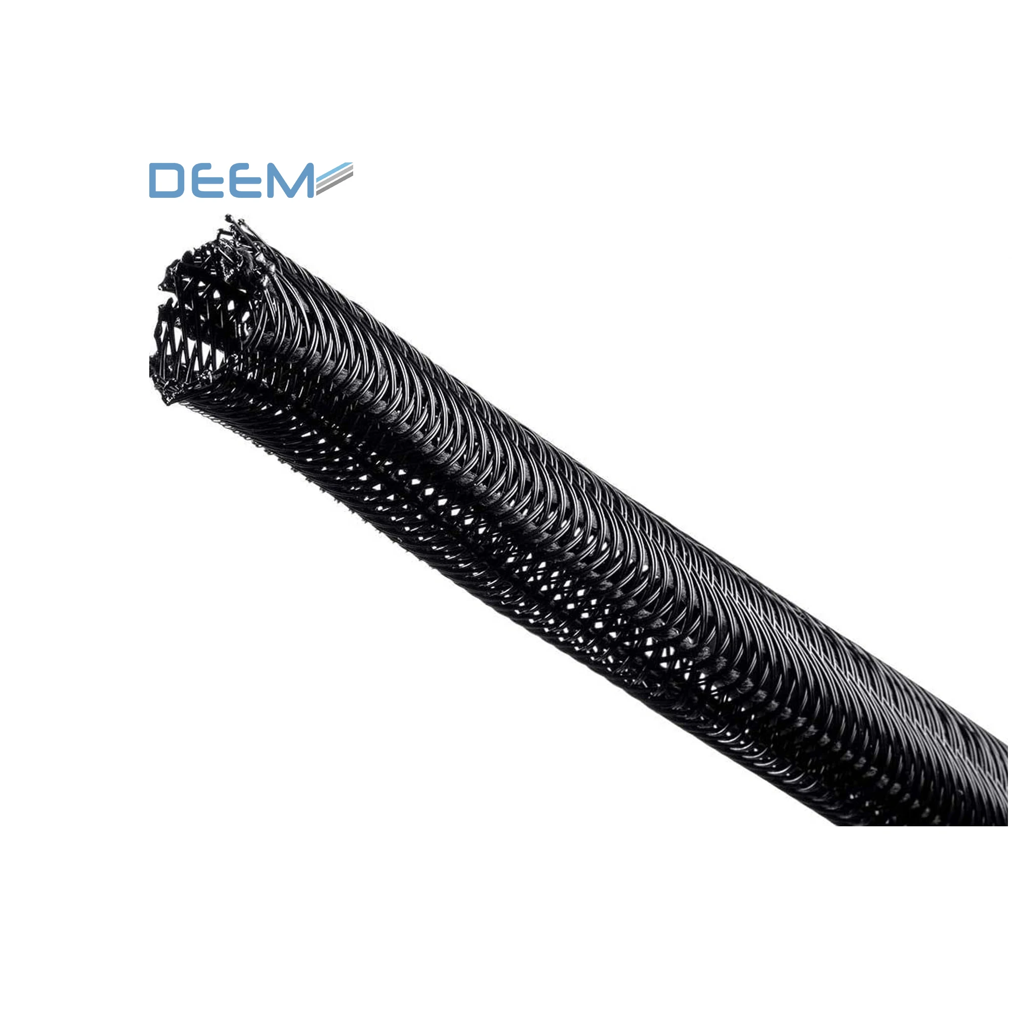 DEEM black expandable braided sleeve PET material cable protective sleeve
