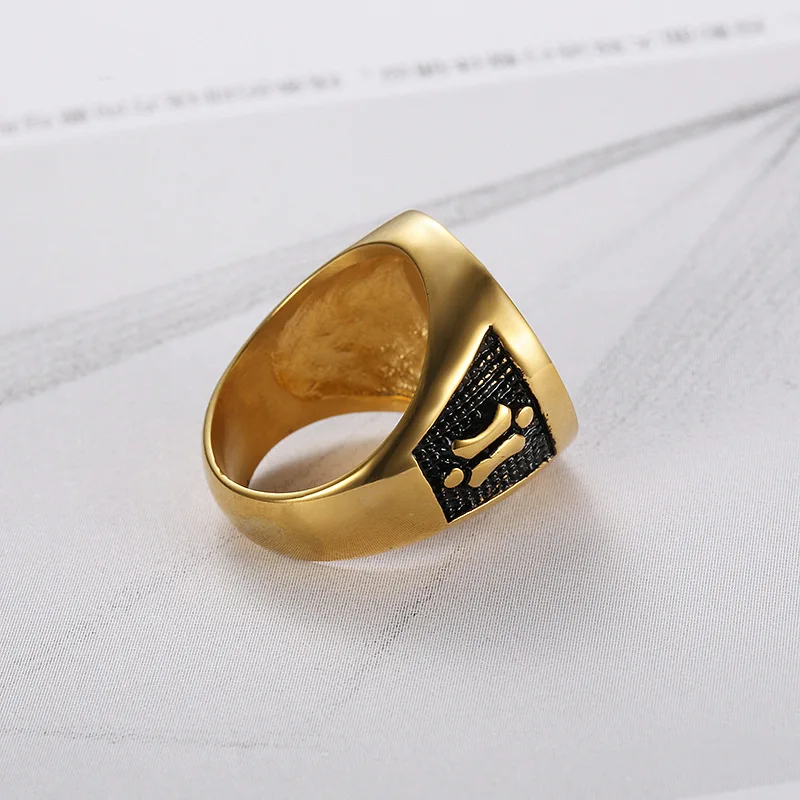 Duyizhao Vintage Rings Plated and Black Ring for Men Punk Jewelry Gold Hot Sales Stainless Steel Classic High Quality Hiphop IGI