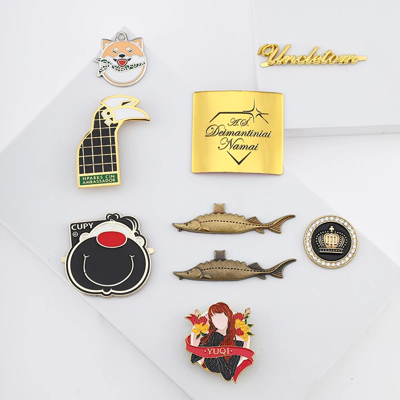 Custom pet dog metal accessories engraved gold logo dog name tag multi custom shapes collar dog metal tag with chain