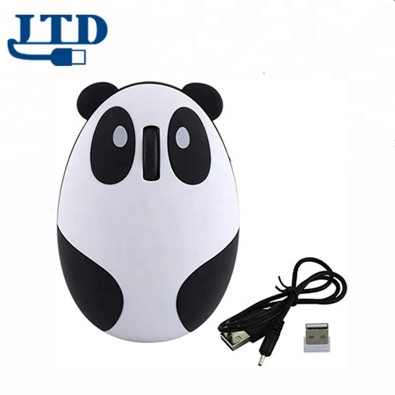 Custom LOGO Cute 2.4Ghz Wireless Mouse Cartoon Animal Panda Shaped Rechargeable Optical Mini Small Mice