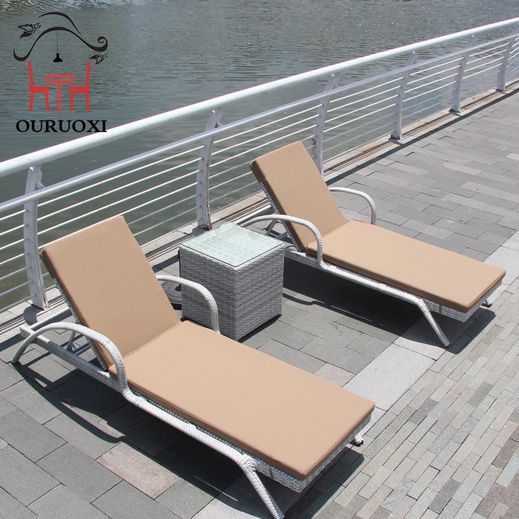 Waterproof Swimming Pool Rattan Chair Chair Sun Lounger Furniture Beach Sunbed