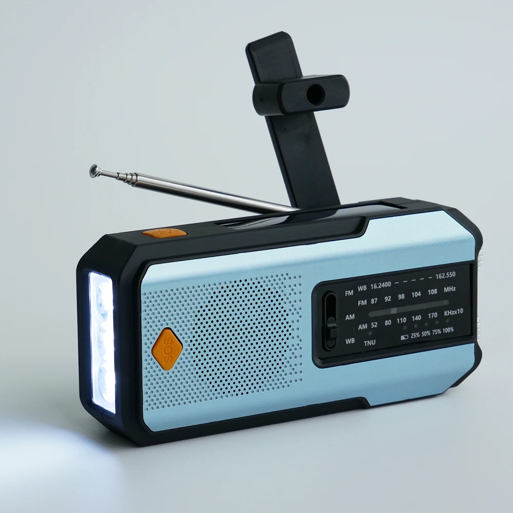 Emergency Weather Radio AM/FM 2000mAh Battery Operated Plus Solar& Hand Crank Charged with SOS Alert