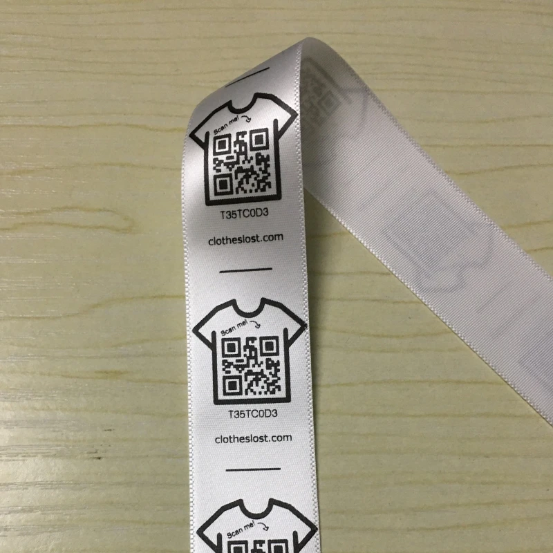 Factory making beautiful printing neck barcode printed satin label