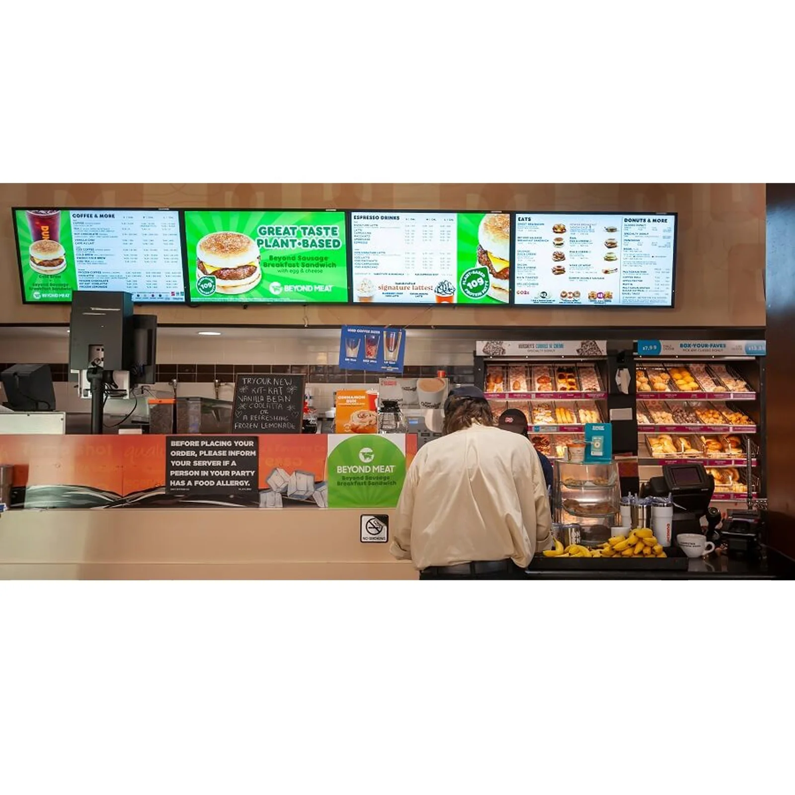 With HDMI CMS Wifi 4k ultra thin wall mount ceiling hanging menu display screen advertising display for restaurant