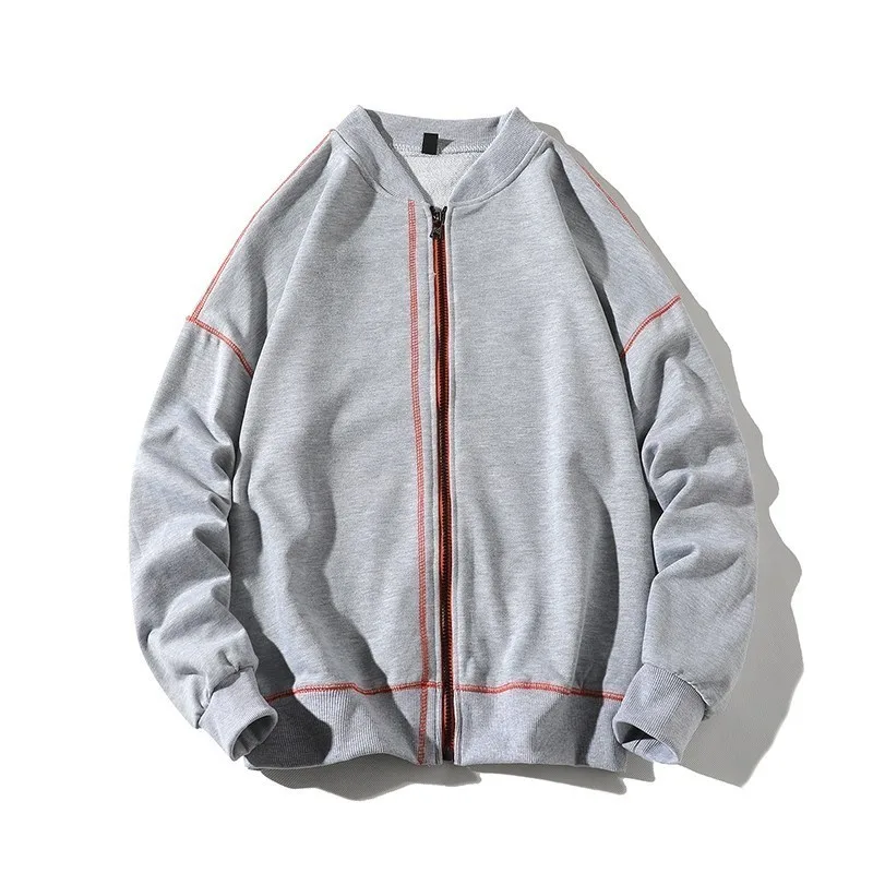 Spring and Autumn Solid Blank Baseball Jacket Casting wire with Zipper Coat for Men