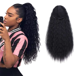Wholesale Afro kinky curly drawstring Ponytail hair extension for black women,raw virgin natural color remy human Hair