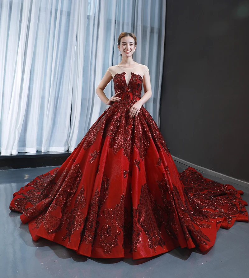 RSM66948 Real designer red dresses for women high quality heavy applique long evening dress