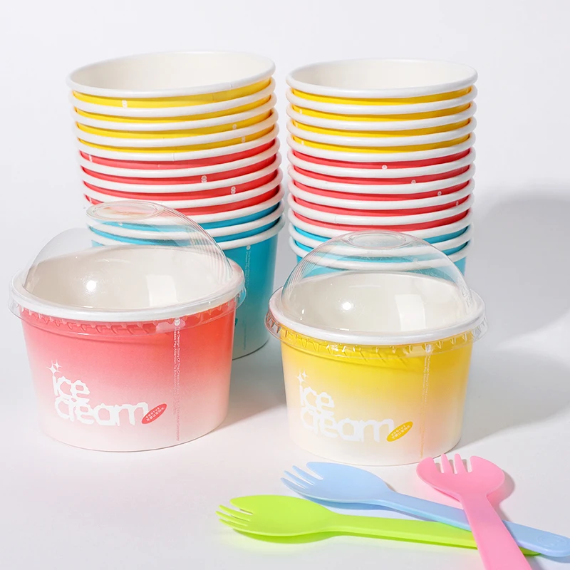 4/5/8/16oz ice cream paper cups for  lids for yogurt dessert take away paper packaging  customized your logo