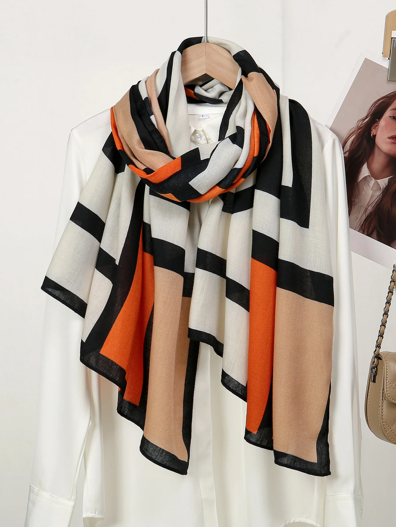 Fashion Long Scarves Assorted Color Hijab Headscarf Muslim Women Geometric Printed Scarf Shawl