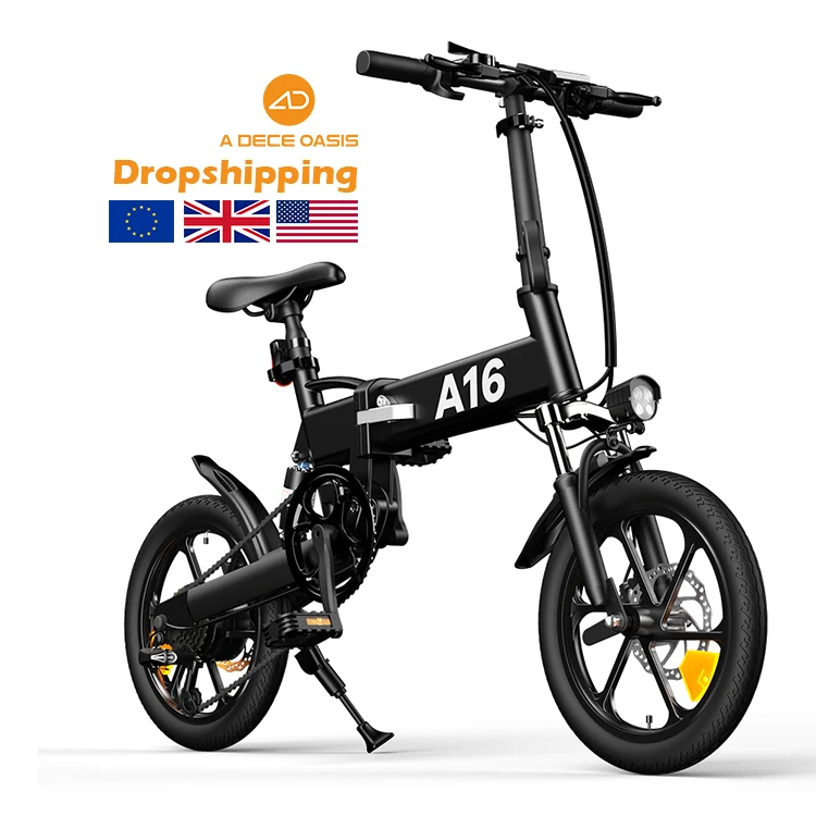 ADO A16 EU UK USA Warehouse Import 250w Brusshless Motor 16 Inch Fat Tire E Mini Folding Mid Drive Ebike Electric Bike For Sale