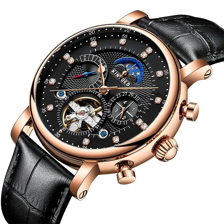 2023 Fashion Leather Watches men luxury chronograph moon phase automatic mechanical watch for men