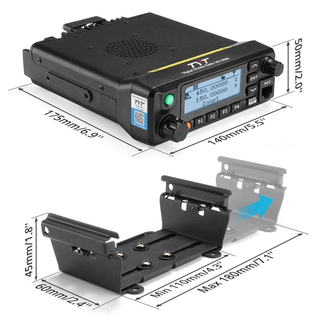 Высокое качество GPS TYT MD-9600 двухдиапазонный УКВ 50 Ватт DMR мобильный автомобильный радиоприемник