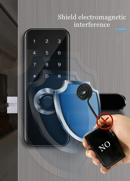 Hidden Keyhole Home Electronic Digital Door Lock Parts Names with Card