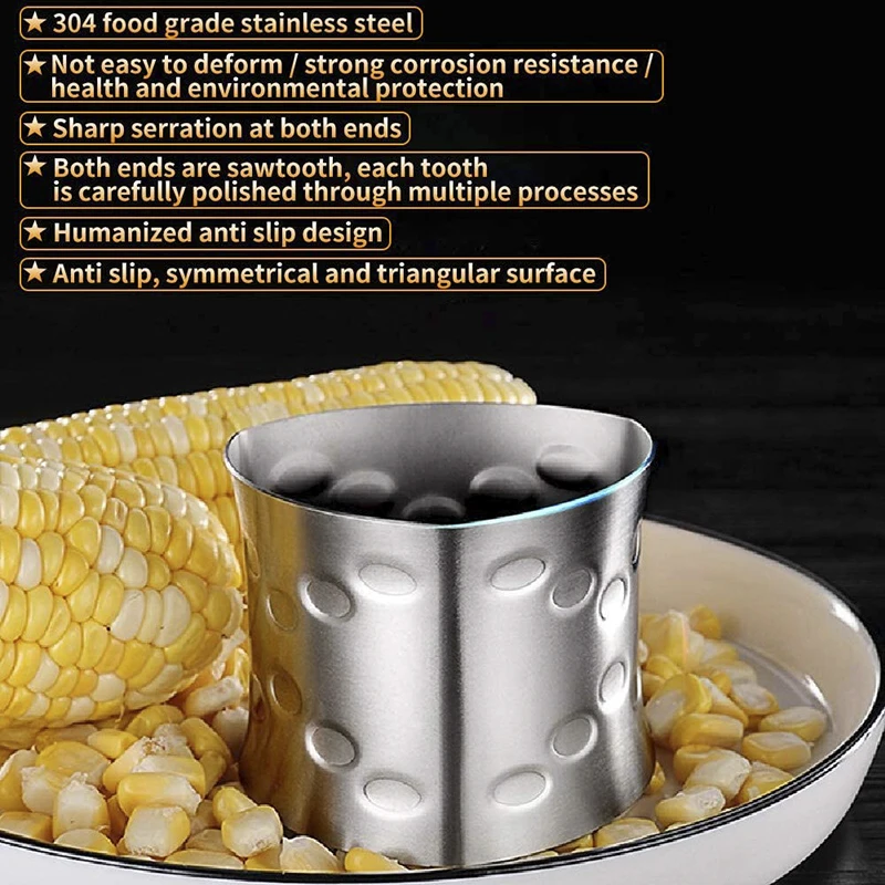 Kitchen Convenient Tools 304 Food Grade Stainless Steel Cob Corn Kernel Stripper Remover Peeler