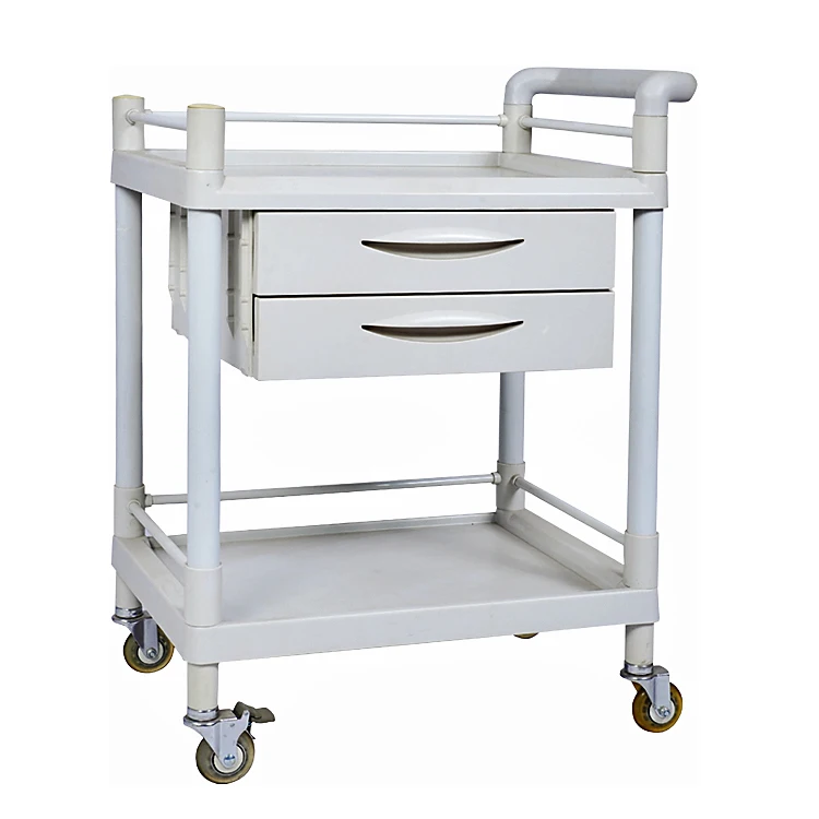 Manufacturer direct hospital medicine plastic drawer medical trolley with wheels