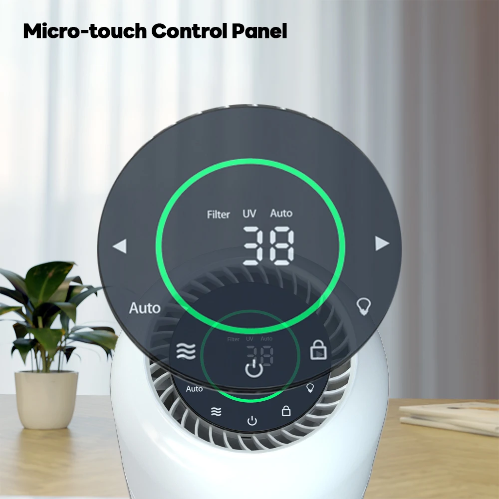 Small Desktop Air Cleaner TVOC Sensor High CADR  HEPA Air Purifier with touch control