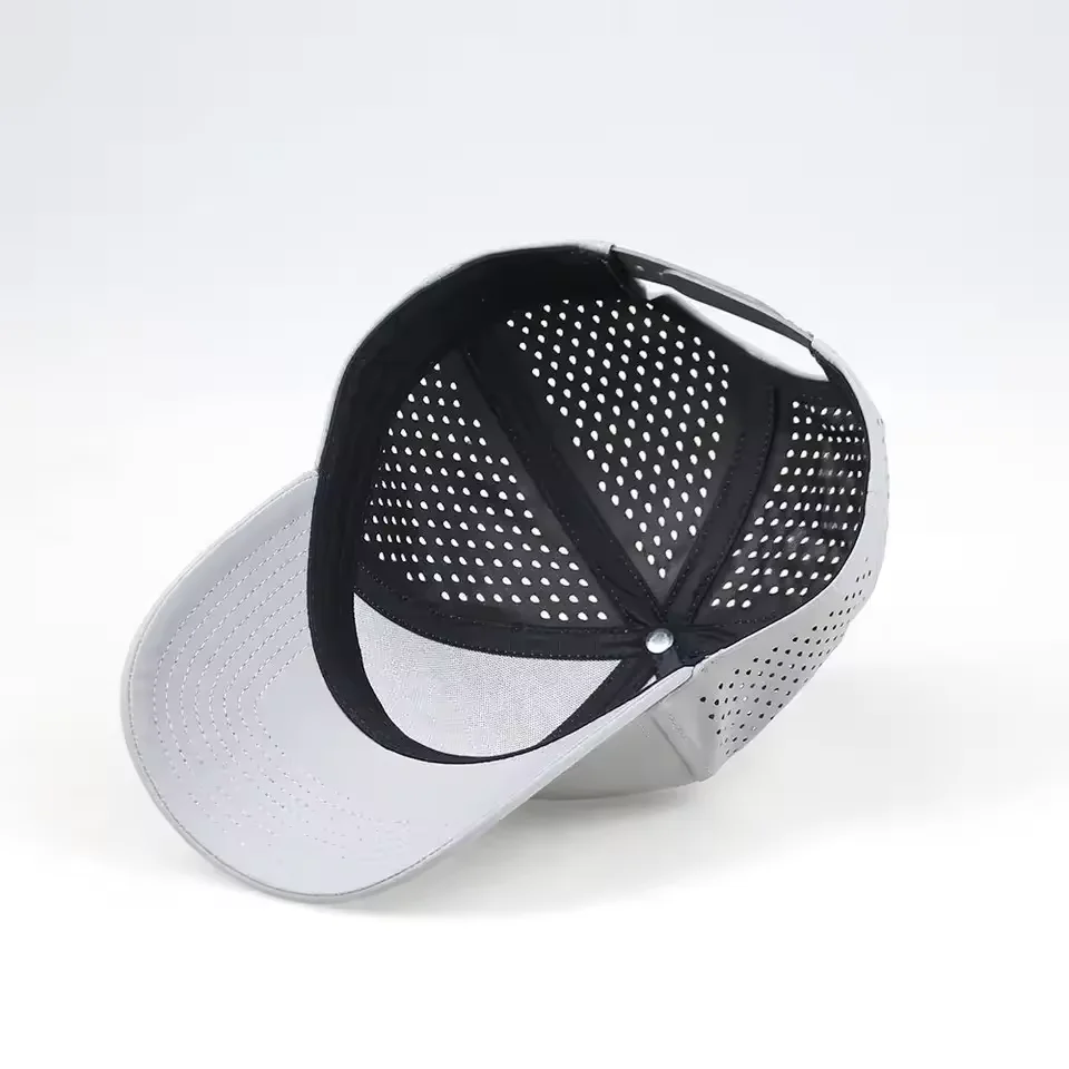 Custom Logo Waterproof 5Panel Mesh Baseball Cap Laser Cut Hole Perforated Hat Custom Trucker Baseball Hat