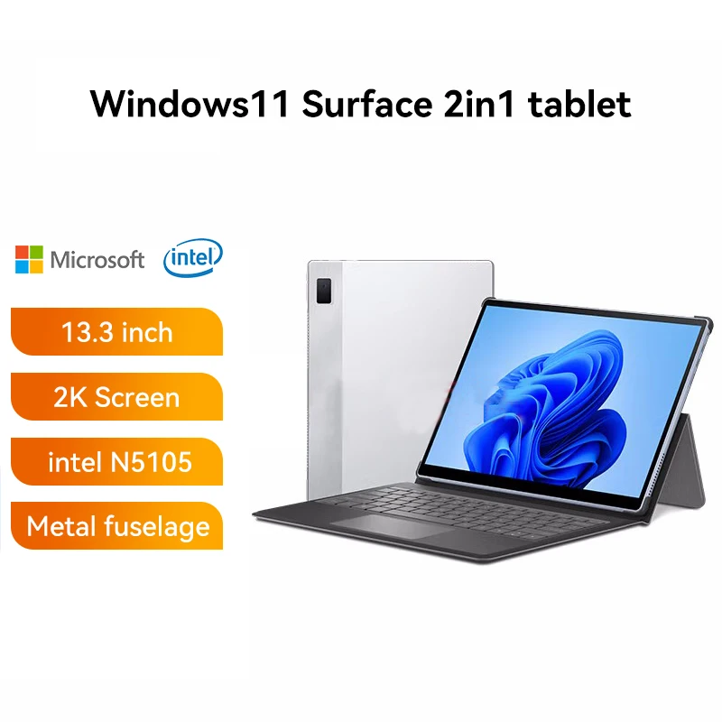 13.3 Inch Surface Tablet 2160x1440 Edp Touch Screen 2in1 Tablet Pc Win 11 Big Battery Educational Tablet Pc With Keyboard