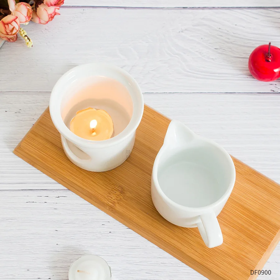 Customized White Unique Luxury Empty Ceramic Candle Jars With Spout Coffee Cups